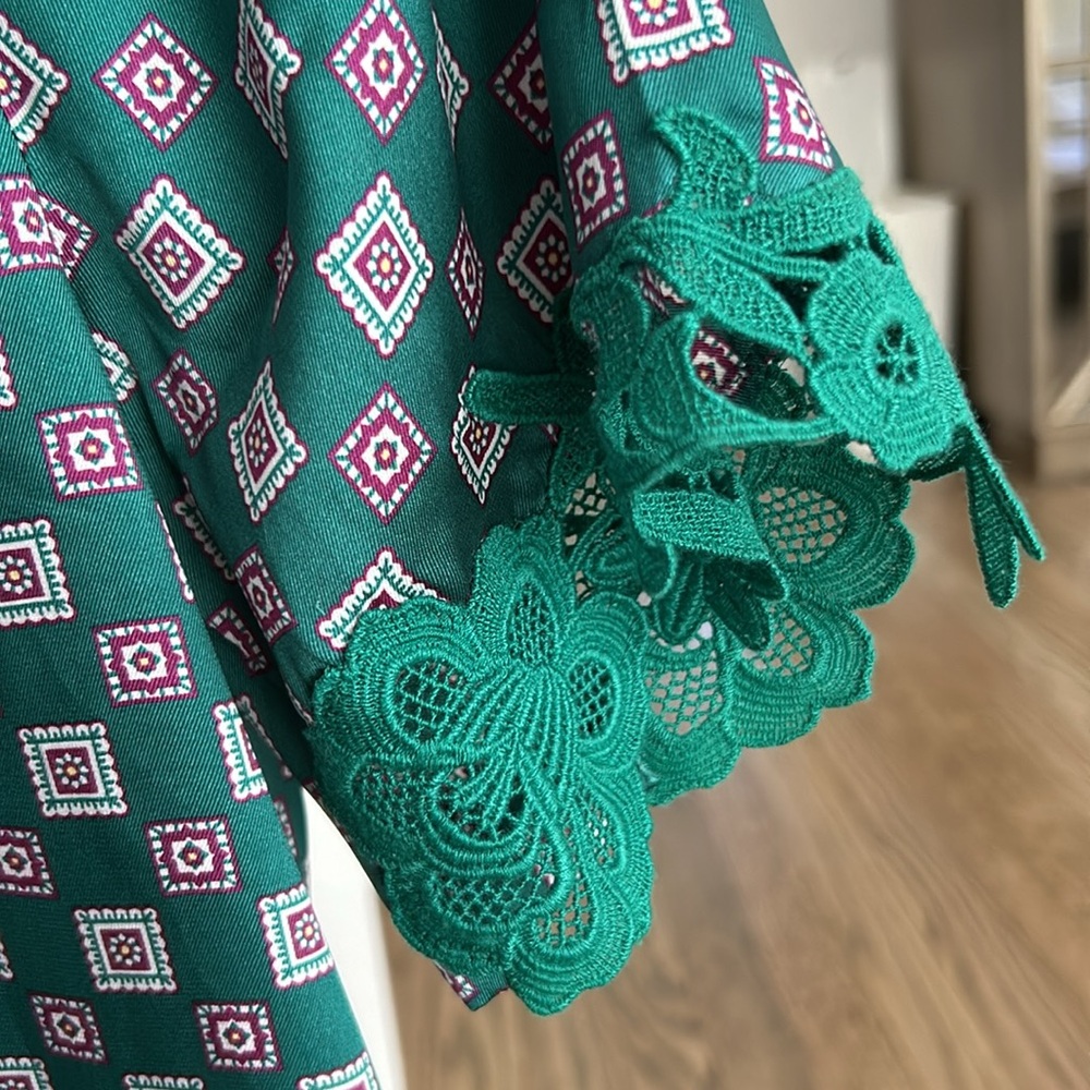 Sandro Satin Printed Collared Button Down - image 4